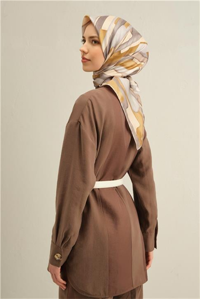 Armine Soyut Desenli Saf İpek Twill Eşarp 9306D 32