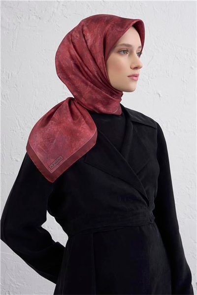 Armine Soyut Desenli Saf İpek Twill Eşarp 9433D 05