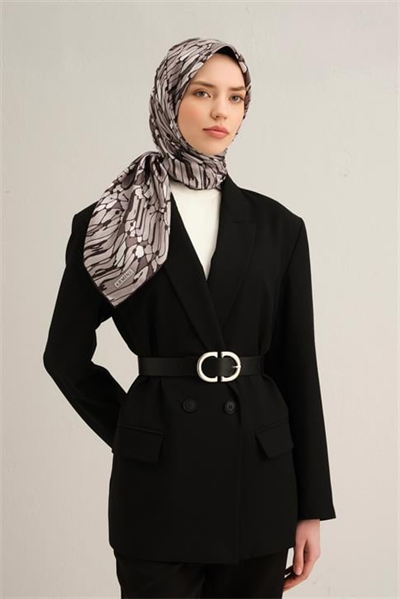 Armine Soyut Desenli Saf İpek Twill Eşarp 9335D 87