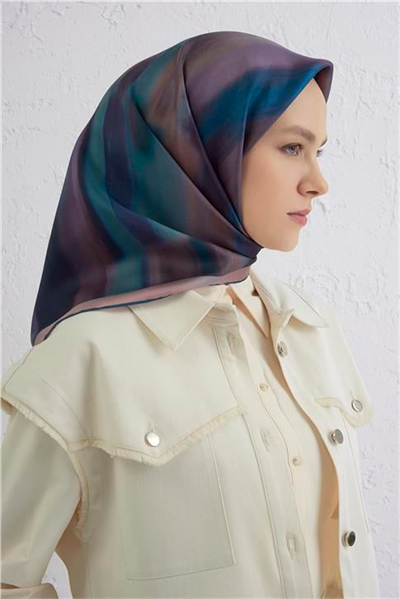 Armine Soyut Desenli Saf İpek Twill Eşarp 9436D 32