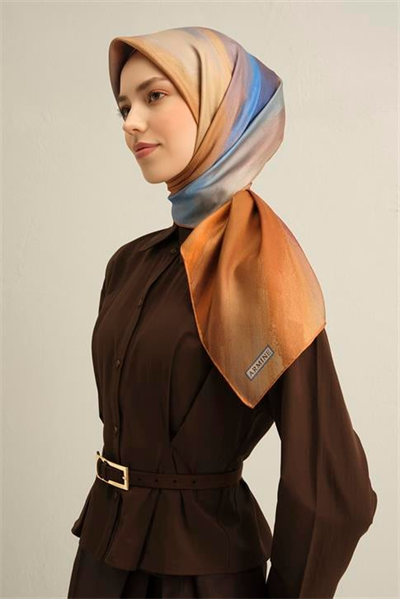 Armine Soyut Desenli Saf İpek Twill Eşarp 9308D 02