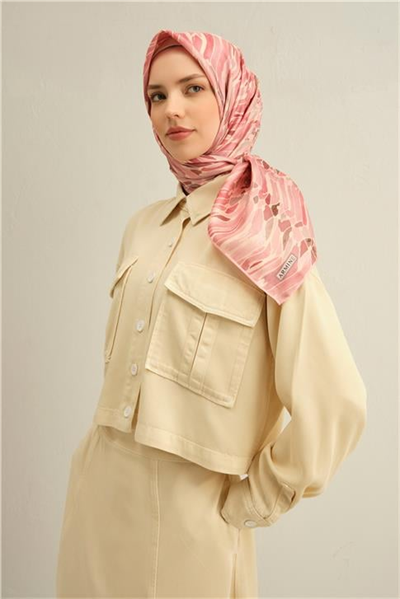 Armine Soyut Desenli Saf İpek Twill Eşarp 9335D 89