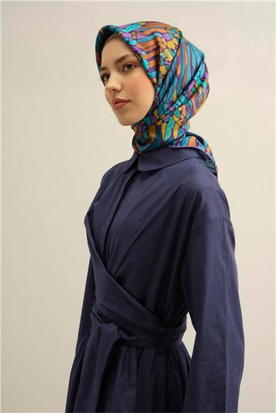 Armine Soyut Desenli Saf İpek Twill Eşarp 9335D 85
