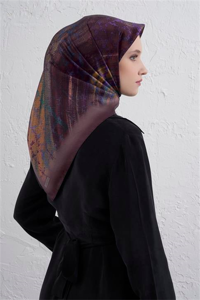 Armine Soyut Desenli Saf İpek Twill Eşarp 9420D 80