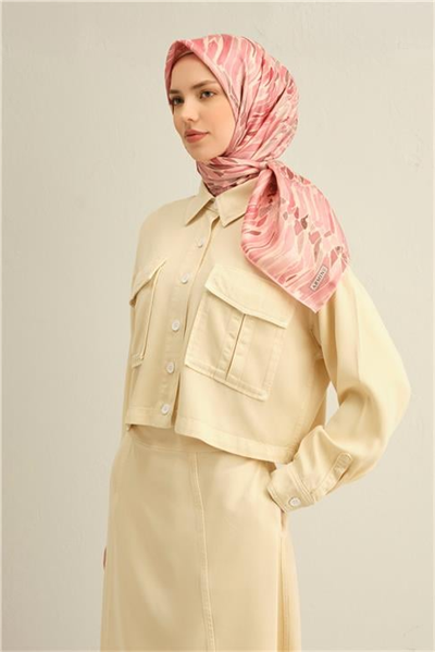 Armine Soyut Desenli Saf İpek Twill Eşarp 9335D 89