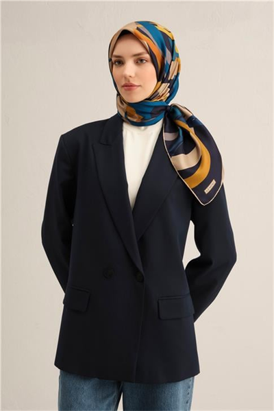 Armine Soyut Desenli Saf İpek Twill Eşarp 9328D 56