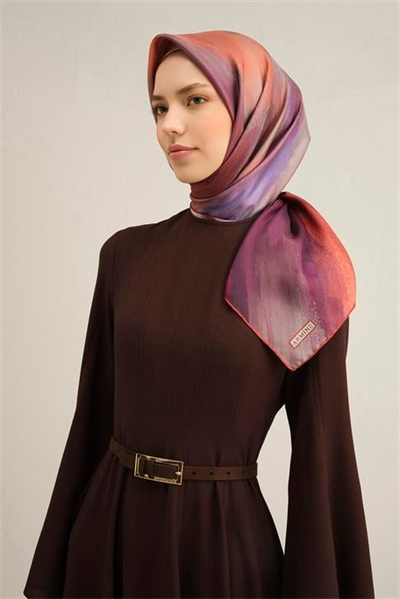 Armine Soyut Desenli Saf İpek Twill Eşarp 9308D 03