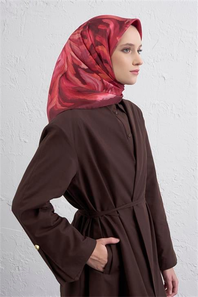 Armine Soyut Desenli Saf İpek Twill Eşarp 9423D 07