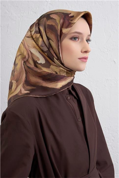 Armine Soyut Desenli Saf İpek Twill Eşarp 9423D 32