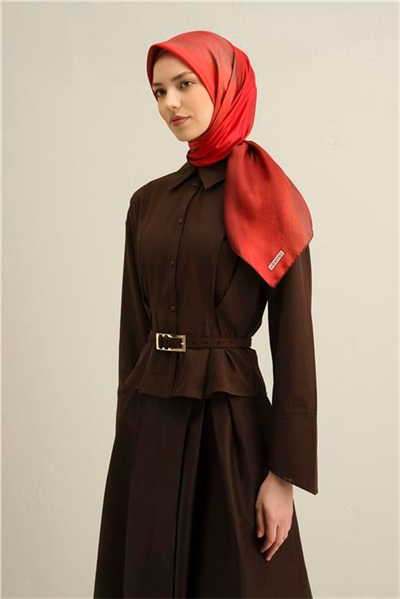 Armine Soyut Desenli Saf İpek Twill Eşarp 9308D 34