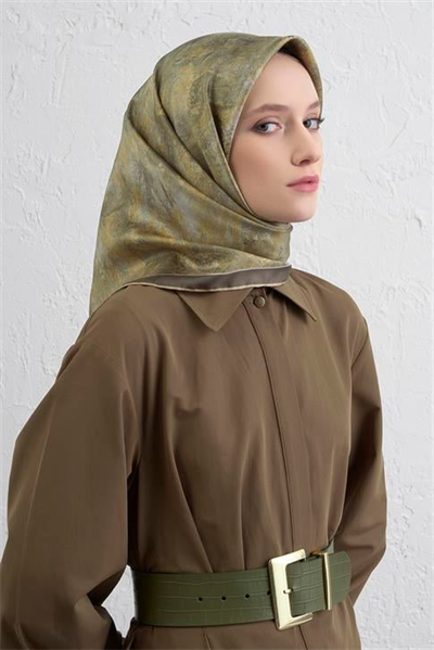 Armine Soyut Desenli Saf İpek Twill Eşarp 9433D 36