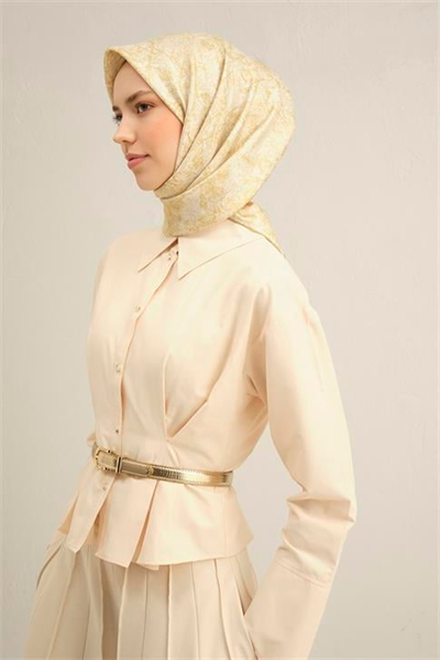 Armine Soyut Desenli Saf İpek Twill Eşarp 9311D 07