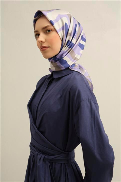 Armine Soyut Desenli Saf İpek Twill Eşarp 9303 87