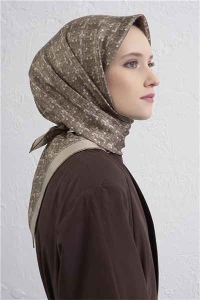 Armine Soyut Desenli Saf İpek Twill Eşarp 9405D 57