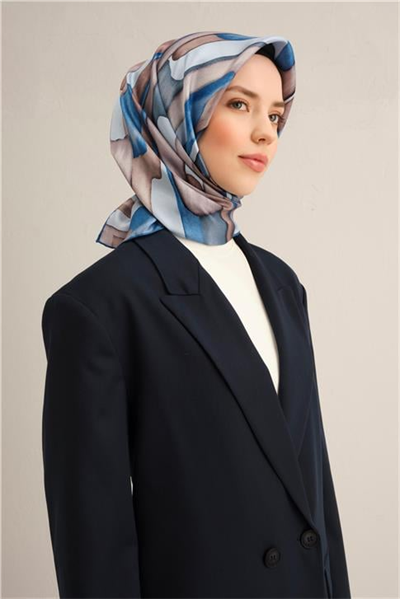 Armine Soyut Desenli Saf İpek Twill Eşarp 9306D 05