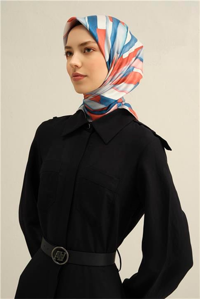 Armine Soyut Desenli Saf İpek Twill Eşarp 9306 31