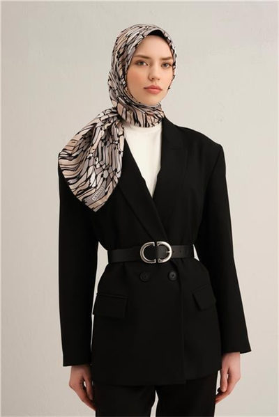 Armine Soyut Desenli Saf İpek Twill Eşarp 9335D 86