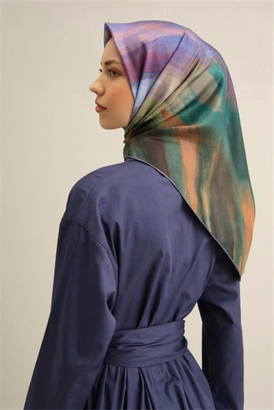 Armine Soyut Desenli Saf İpek Twill Eşarp 9308D 06