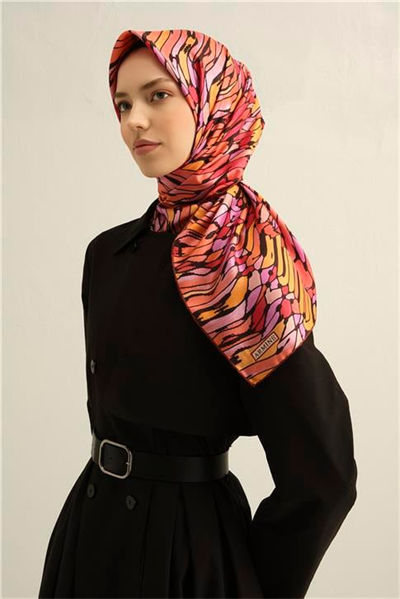 Armine Soyut Desenli Saf İpek Twill Eşarp 9335D 33
