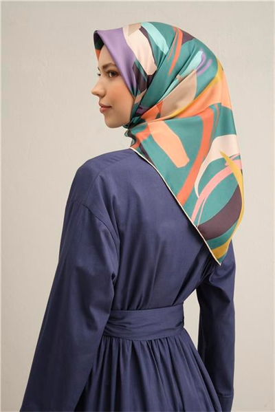 Armine Soyut Desenli Saf İpek Twill Eşarp 9328D 37