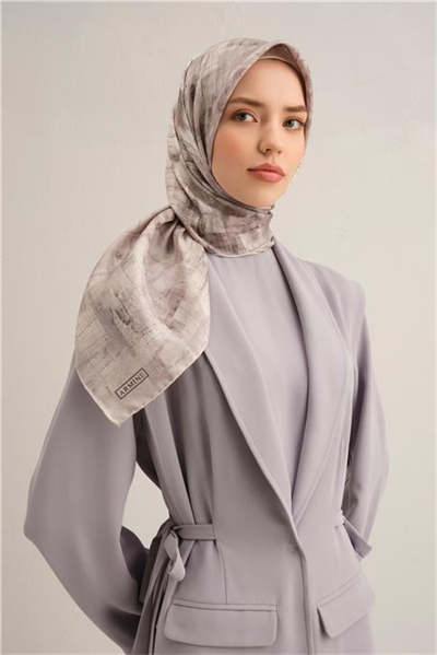 Armine Soyut Desenli Saf İpek Twill Eşarp 9339D 81