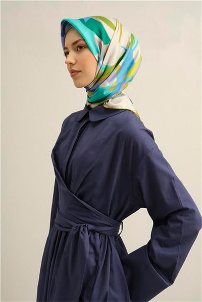 Armine Soyut Desenli Saf İpek Twill Eşarp 9328D 01