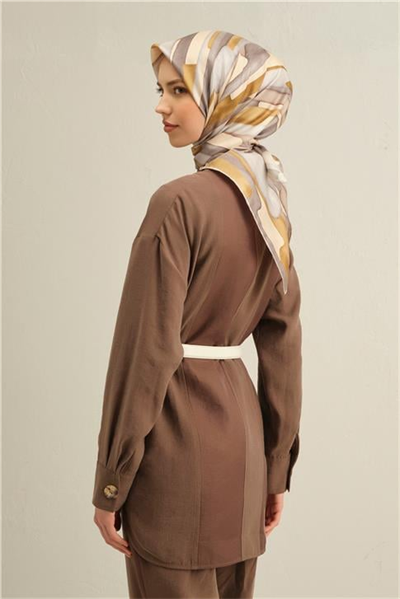 Armine Soyut Desenli Saf İpek Twill Eşarp 9306D 32