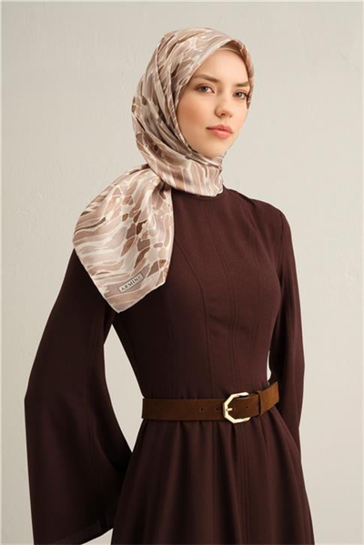 Armine Soyut Desenli Saf İpek Twill Eşarp 9335D 88