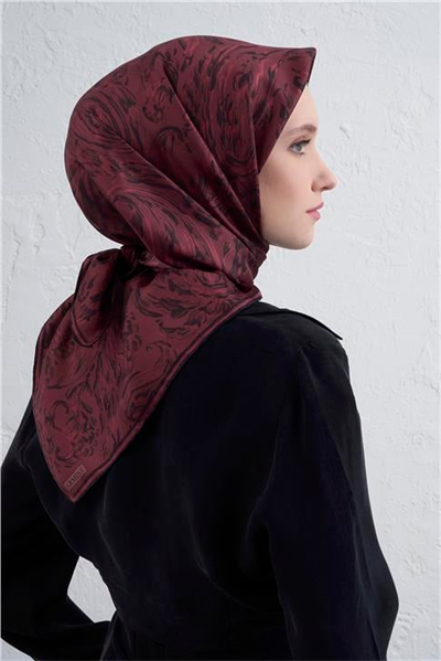 Armine Soyut Desenli Saf İpek Twill Eşarp 9431D 01