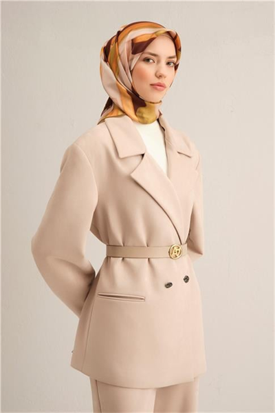 Armine Soyut Desenli Saf İpek Twill Eşarp 9306D 52