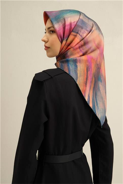 Armine Soyut Desenli Saf İpek Twill Eşarp 9308D 01