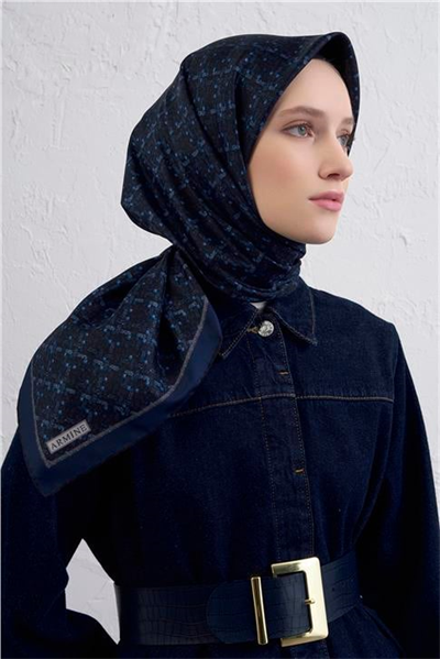 Armine Soyut Desenli Saf İpek Twill Eşarp 9405D 87