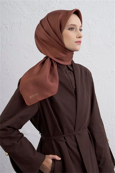 Armine Soyut Desenli Saf İpek Twill Eşarp 9415D 09