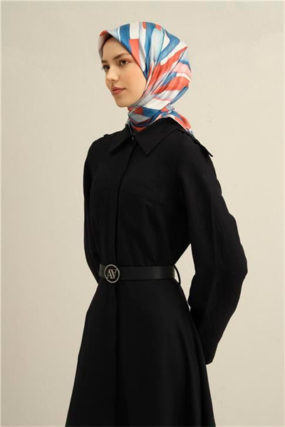 Armine Soyut Desenli Saf İpek Twill Eşarp 9306D 31