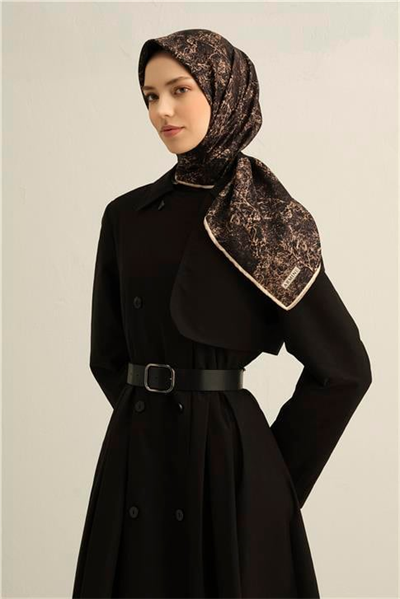 Armine Soyut Desenli Saf İpek Twill Eşarp 9311D 04