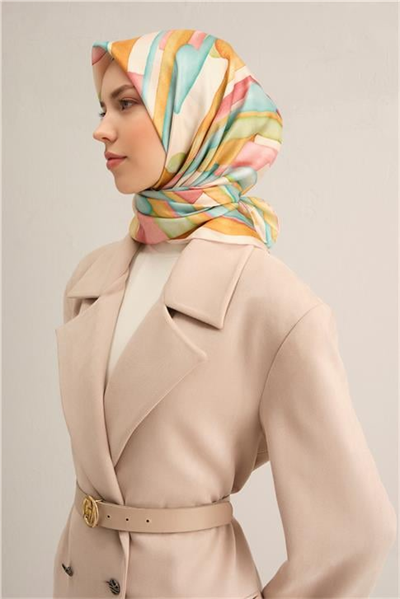Armine Soyut Desenli Saf İpek Twill Eşarp 9306D 37
