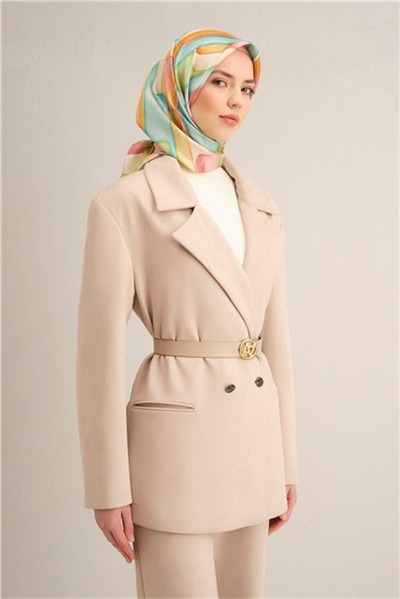 Armine Soyut Desenli Saf İpek Twill Eşarp 9328D 50