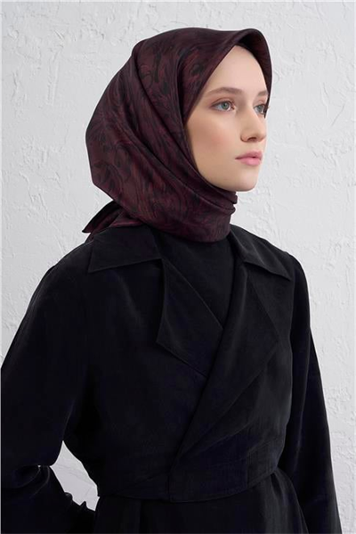 Armine Soyut Desenli Saf İpek Twill Eşarp 9431D 53