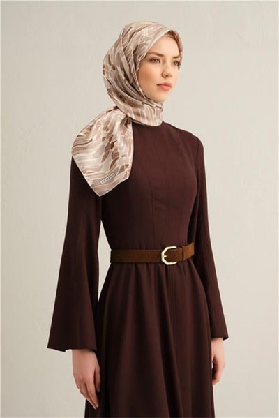 Armine Soyut Desenli Saf İpek Twill Eşarp 9335D 88