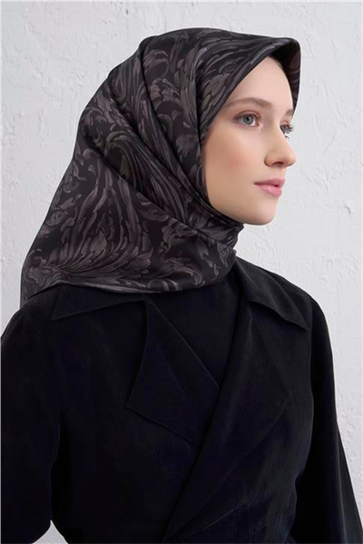 Armine Soyut Desenli Saf İpek Twill Eşarp 9431D 02