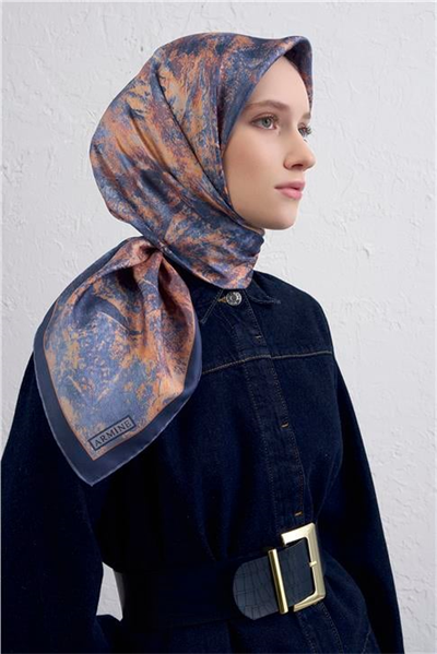 Armine Soyut Desenli Saf İpek Twill Eşarp 9433D 50