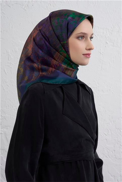 Armine Soyut Desenli Saf İpek Twill Eşarp 9420D 03