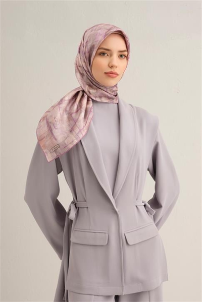 Armine Soyut Desenli Saf İpek Twill Eşarp 9339D 53