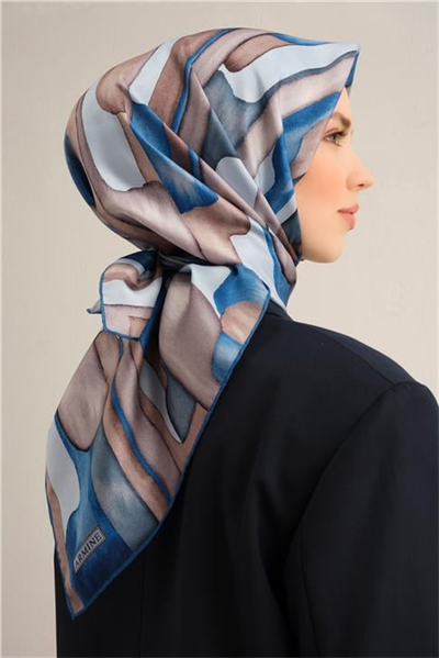 Armine Soyut Desenli Saf İpek Twill Eşarp 9306D 05