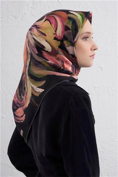 Armine Soyut Desenli Saf İpek Twill Eşarp 9423D 36
