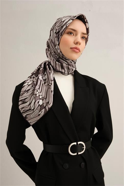 Armine Soyut Desenli Saf İpek Twill Eşarp 9335D 87