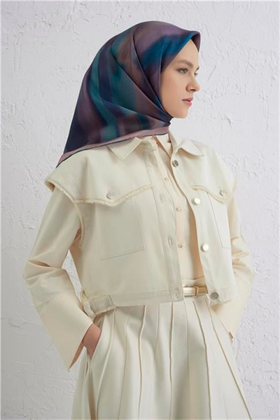 Armine Soyut Desenli Saf İpek Twill Eşarp 9436D 32