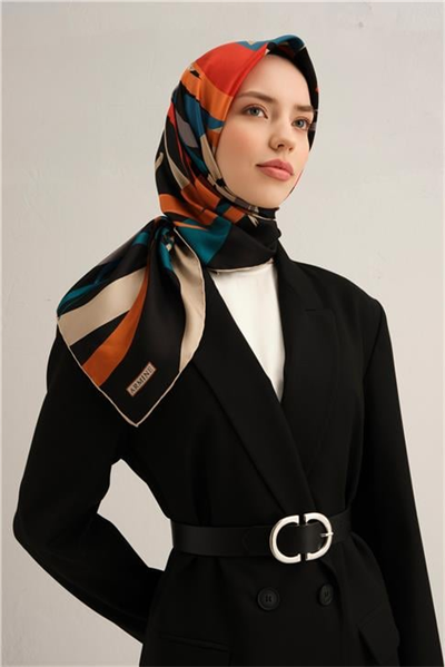 Armine Soyut Desenli Saf İpek Twill Eşarp 9328D 52
