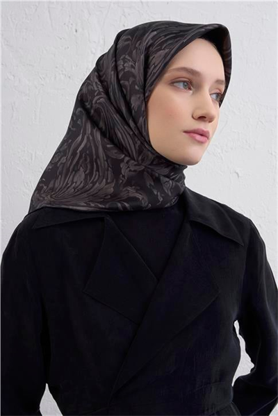 Armine Soyut Desenli Saf İpek Twill Eşarp 9431D 02