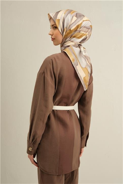 Armine Soyut Desenli Saf İpek Twill Eşarp 9306D 32